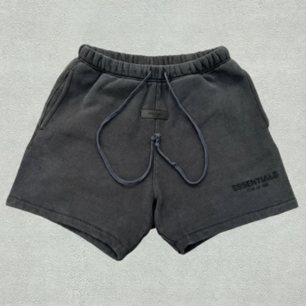 Fear of God Essentials Fleece Sweat Shorts Mens XS Washed Black Drawstring